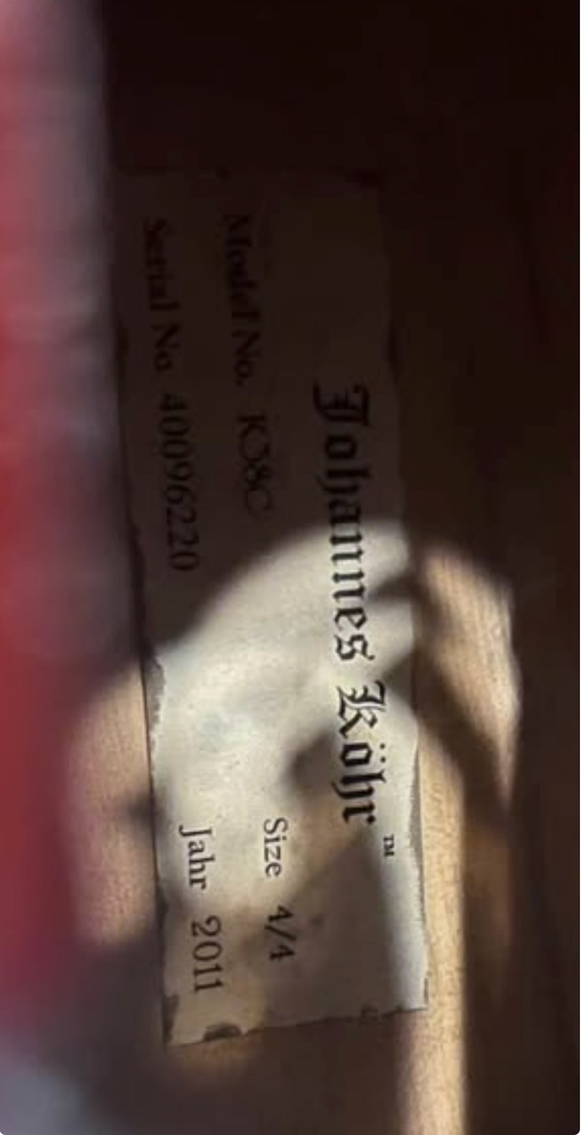 Johannes Kohr 4/4 Cello (Model K38C) with Hard Case